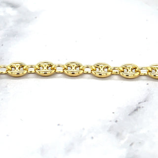 14K Yellow Gold 4.7MM Puffed Mariner Bracelet, 6" 7" Real Gold Bracelet, Gift For Women, Trendy Bracelet, Women Jewelry