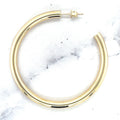 14K Yellow Gold 40mm C Hoop Earring With Push Back Clasp, 4mm Thick ,Real Gold Hoop Earrings, White Gold, Rose Gold, Women