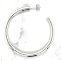 14K Yellow Gold 40mm C Hoop Earring With Push Back Clasp, 4mm Thick ,Real Gold Hoop Earrings, White Gold, Rose Gold, Women