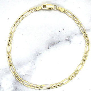 Solid 14K Yellow Gold 3.1mm Figaro Chain Bracelet, 7" Real Gold Bracelet, Solid Gold Bracelet, Women