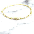 Solid 14K Yellow Gold 3.1mm Figaro Chain Bracelet, 7