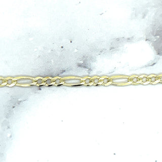 Solid 14K Yellow Gold 3.1mm Figaro Chain Bracelet, 7" Real Gold Bracelet, Solid Gold Bracelet, Women