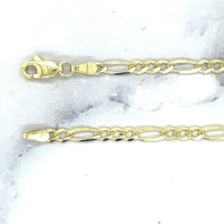 Solid 14K Yellow Gold 3.1mm Figaro Chain Bracelet, 7" Real Gold Bracelet, Solid Gold Bracelet, Women