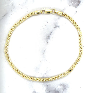 14K Yellow Gold 2.7mm Diamond Cut Lite Round Wheat Chain Bracelet, 7.5" Real Gold Bracelet, Wheat Bracelet, Women