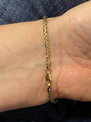 14K Yellow Gold 2.7mm Diamond Cut Lite Round Wheat Chain Bracelet, 7.5" Real Gold Bracelet, Wheat Bracelet, Women