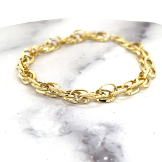 14K Yellow Gold 7.5" Oval Euro Link Chain Bracelet, Real Gold Bracelet, Fashion Bracelet, Women