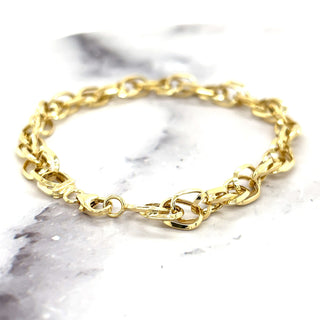 14K Yellow Gold 7.5" Oval Euro Link Chain Bracelet, Real Gold Bracelet, Fashion Bracelet, Women