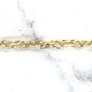 14K Yellow Gold 7.5" Oval Euro Link Chain Bracelet, Real Gold Bracelet, Fashion Bracelet, Women