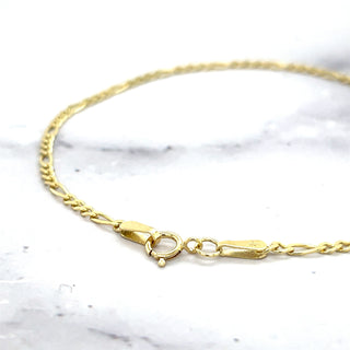 Solid 14K Yellow Gold 1.9mm Figaro Chain Bracelet, 7" Real Gold Bracelet, Gold Figaro Bracelet, Women