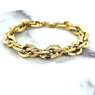 14K Yellow Gold 10mm Interlocking Oval Link Bracelet 7.75" Real Gold Bracelet, Chunky Bracelet, Fashion Bracelet, Women