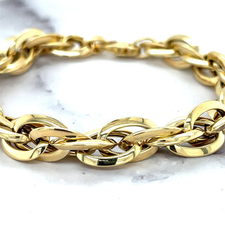 14K Yellow Gold 10mm Interlocking Oval Link Bracelet 7.75" Real Gold Bracelet, Chunky Bracelet, Fashion Bracelet, Women