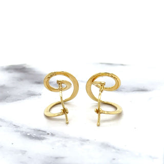 14K Yellow Gold Fashion Trend Hoop Earrings, Twisted Circles Hoops, Real Gold Earrings, Women