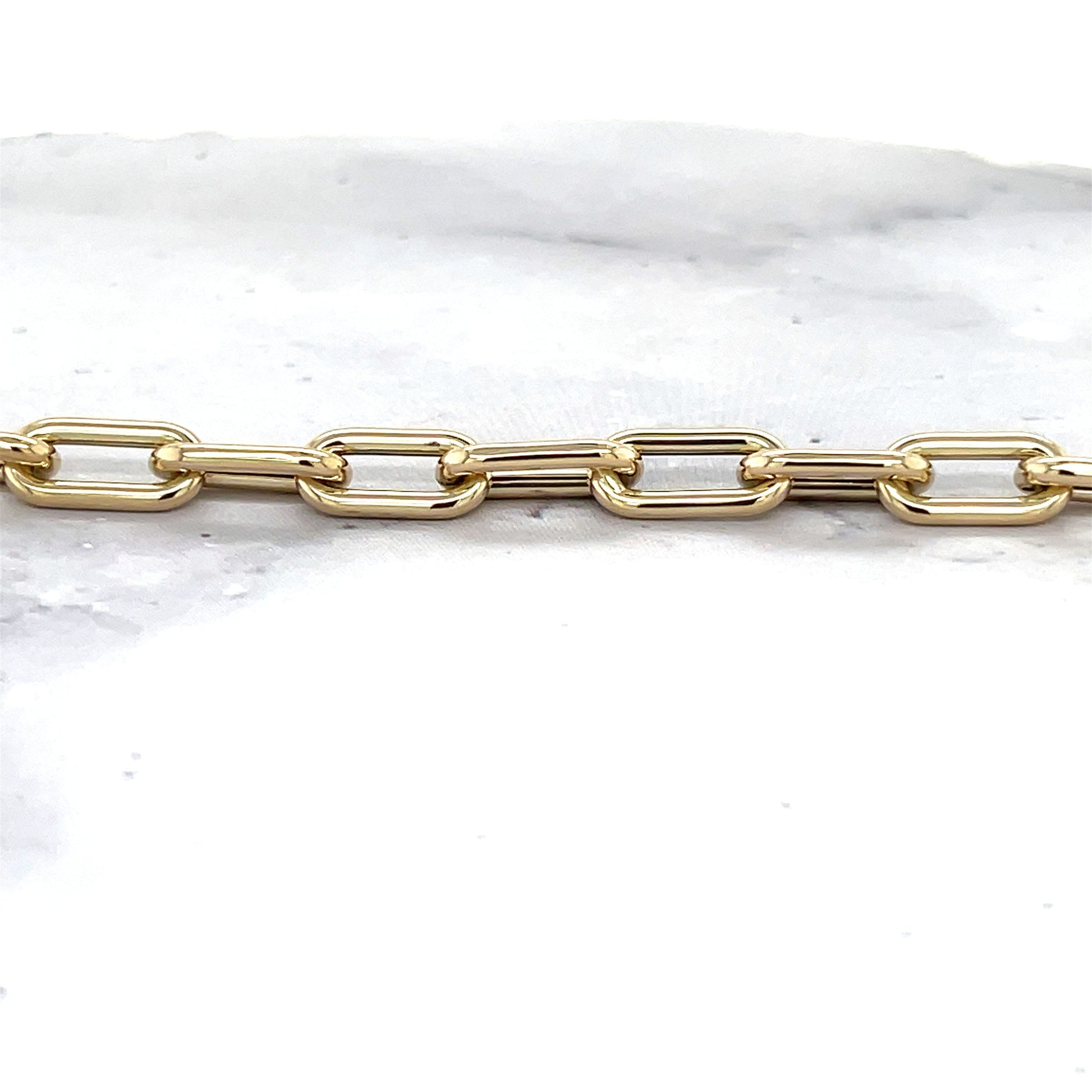 14K Yellow Gold 18.5" Polished Paperclip Link Necklace 5mm wide with Toggle Clasp, Real Gold Chain, Women Paperclip