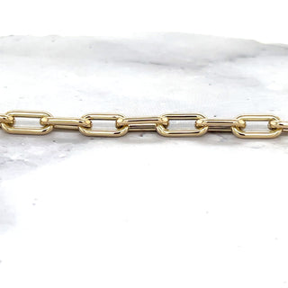 14K Yellow Gold 18.5" Polished Paperclip Link Necklace 5mm wide with Toggle Clasp, Real Gold Chain, Women Paperclip