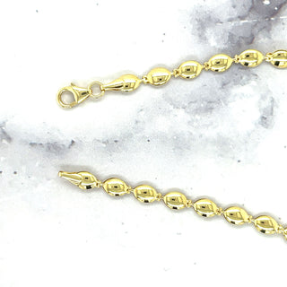 14K Yellow Gold 7" Pebble Bead Fancy Bracelet, 4mm wide, Trendy Bracelet, Real Gold, Women