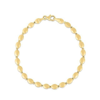 14K Yellow Gold 7" Pebble Bead Fancy Bracelet, 4mm wide, Trendy Bracelet, Real Gold, Women