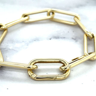 14K Yellow Gold 7.75" Paperclip Chain Bracelet with Invisible Clasp, 8.5mm wide, Chunky Bracelet, Real Gold Bracelet, Women