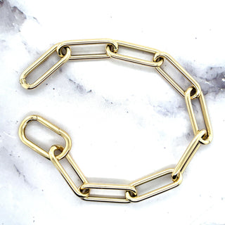 14K Yellow Gold 7.75" Paperclip Chain Bracelet with Invisible Clasp, 8.5mm wide, Chunky Bracelet, Real Gold Bracelet, Women