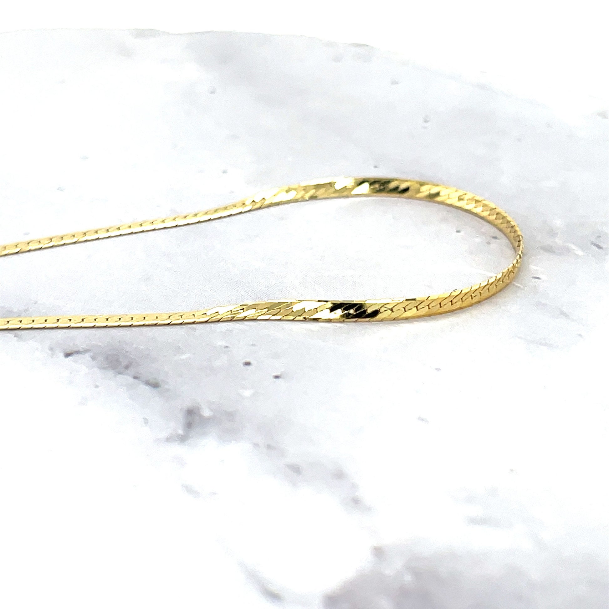 14K Yellow Gold 16" 18" 20" Inch Delicate Flat Polished Beveled Herringbone Chain 1.5mm Wide, Real Gold Chain, Women Herringbone Necklace