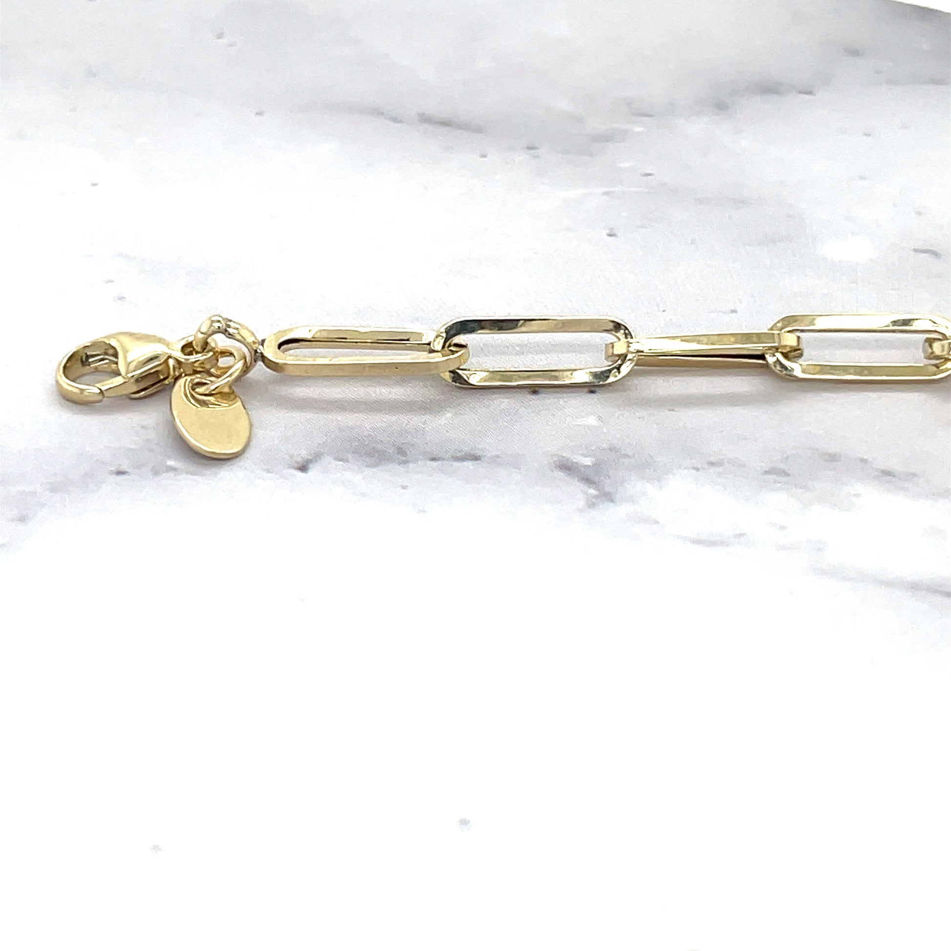 14K Yellow Gold 17" Lariat Paperclip Necklace, Y-Necklace, 4mm Wide, Fashion Necklace, Real Gold, Women