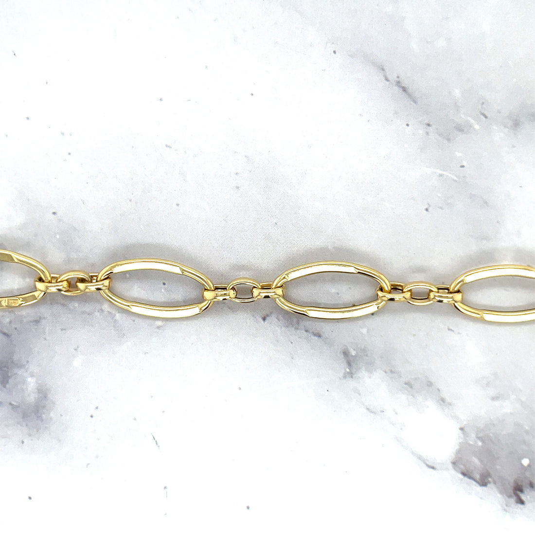 14K Yellow Gold 18" Three Plus One Oval Link Chain 10mm Wide, Real Gold Chain, Women Necklace