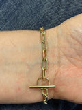 14K Yellow Gold 5mm Paperclip Link Bracelet with Toggle Clasp, 7.5