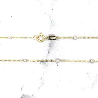 14K Yellow & White Gold Diamond Cut Bead Saturn Chain with Spring Ring, 2mm Beads, Two Tone Gold, Saturn Necklace, Women