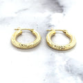 14K Yellow Gold Small Oval 12x16mm Diamond Cut/ Textured Earring, 3mm Thick ,Real Gold Hoop Earrings Gift for her