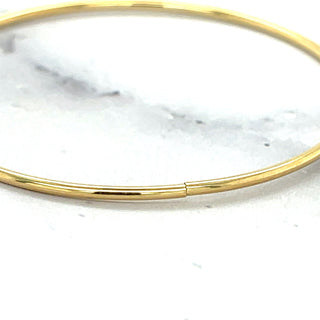 14K Yellow Gold 35mm Thin Polished Endless Continuous Hoop Earring, 1.2mm Thick ,Real Gold Hoop Earrings Gift for her