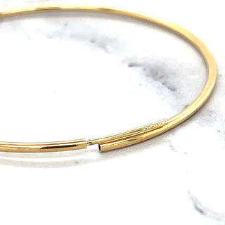 14K Yellow Gold 35mm Thin Polished Endless Continuous Hoop Earring, 1.2mm Thick ,Real Gold Hoop Earrings Gift for her