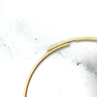 14K Yellow Gold 35mm Thin Polished Endless Continuous Hoop Earring, 1.2mm Thick ,Real Gold Hoop Earrings Gift for her