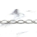 14K White Gold 8.6mm Diamond Cut/ Textured Oval Link Chain Bracelet, 7.25