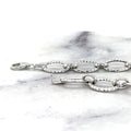 14K White Gold 8.6mm Diamond Cut/ Textured Oval Link Chain Bracelet, 7.25