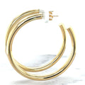 14K Yellow Gold 40mm C Hoop Earring With Push Back Clasp, 4mm Thick ,Real Gold Hoop Earrings, White Gold, Rose Gold, Women