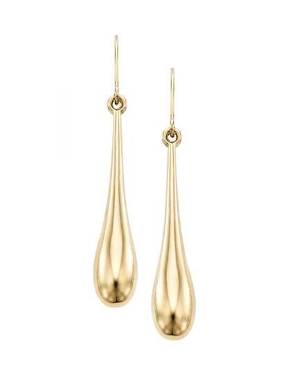 14K Gold Shiney Puffed Tear Drop Earring, Dangle Earrings, Teardrop Earrings, Yellow Gold, Real Gold Earrings, Women