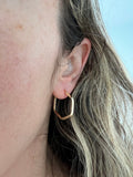 14K Rose Gold Hexagon Hoop Earrings With Hinged Clasp, Real Gold Hoops, Hexagon Hoops, Real Gold Earrings, Women