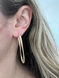 14K Rose Gold 50x15mm Twisted Oval Hinged Hoop Earrings, 3.5mm Thick, Oval Earrings, Twist Hoops, Real Gold Hoops, Women