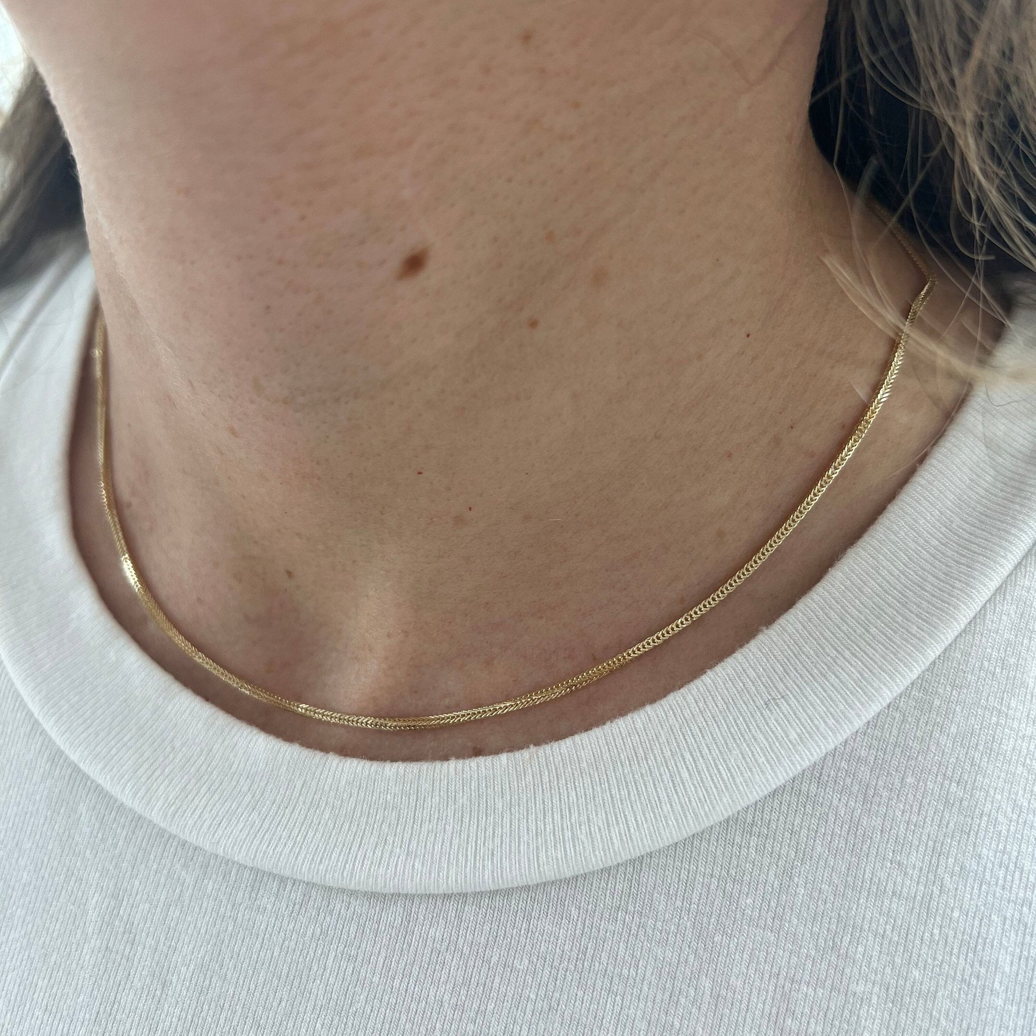 Solid 14K Yellow Gold 1mm Foxtail Necklace, 16" 18" 20" Fox Chain, Real Gold Necklace, White Gold, Foxtail Chain, Women