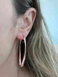 14K Rose Gold 50x15mm Twisted Oval Hinged Hoop Earrings, 3.5mm Thick, Oval Earrings, Twist Hoops, Real Gold Hoops, Women