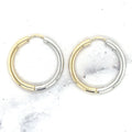 14K Two Tone Gold 20mm DC Hoop Earring, Diamond Cut Hoops, Yellow & White Gold Hoops, Small Hoops, Real Gold Earrings, Women