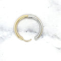 14K Two Tone Gold 20mm DC Hoop Earring, Diamond Cut Hoops, Yellow & White Gold Hoops, Small Hoops, Real Gold Earrings, Women