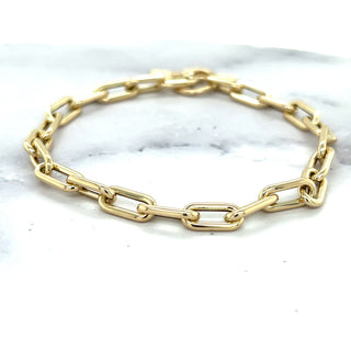 14K Yellow Gold 5mm Paperclip Link Bracelet with Toggle Clasp, 7.5" Real Gold Bracelet, Trendy Bracelet, Chunky Paperclip Bracelet, Women