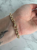 14K Yellow Gold 6.2mm Polished Oval Rolo Link Chain Bracelet, 7.5
