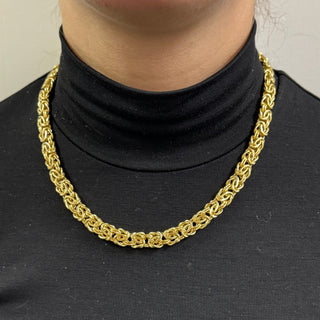 14K Yellow Gold 6mm 7.2mm 9mm Byzantine Necklace, 18"20", Byzantine Chain, Real Gold Necklace, Women