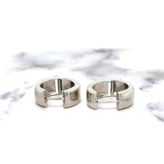 14K White Gold 16mm Chunky Huggie Earring, 5mm Thick ,Gold Snuggables, Huggie Hoops, Real Gold Hoops, Gift for her