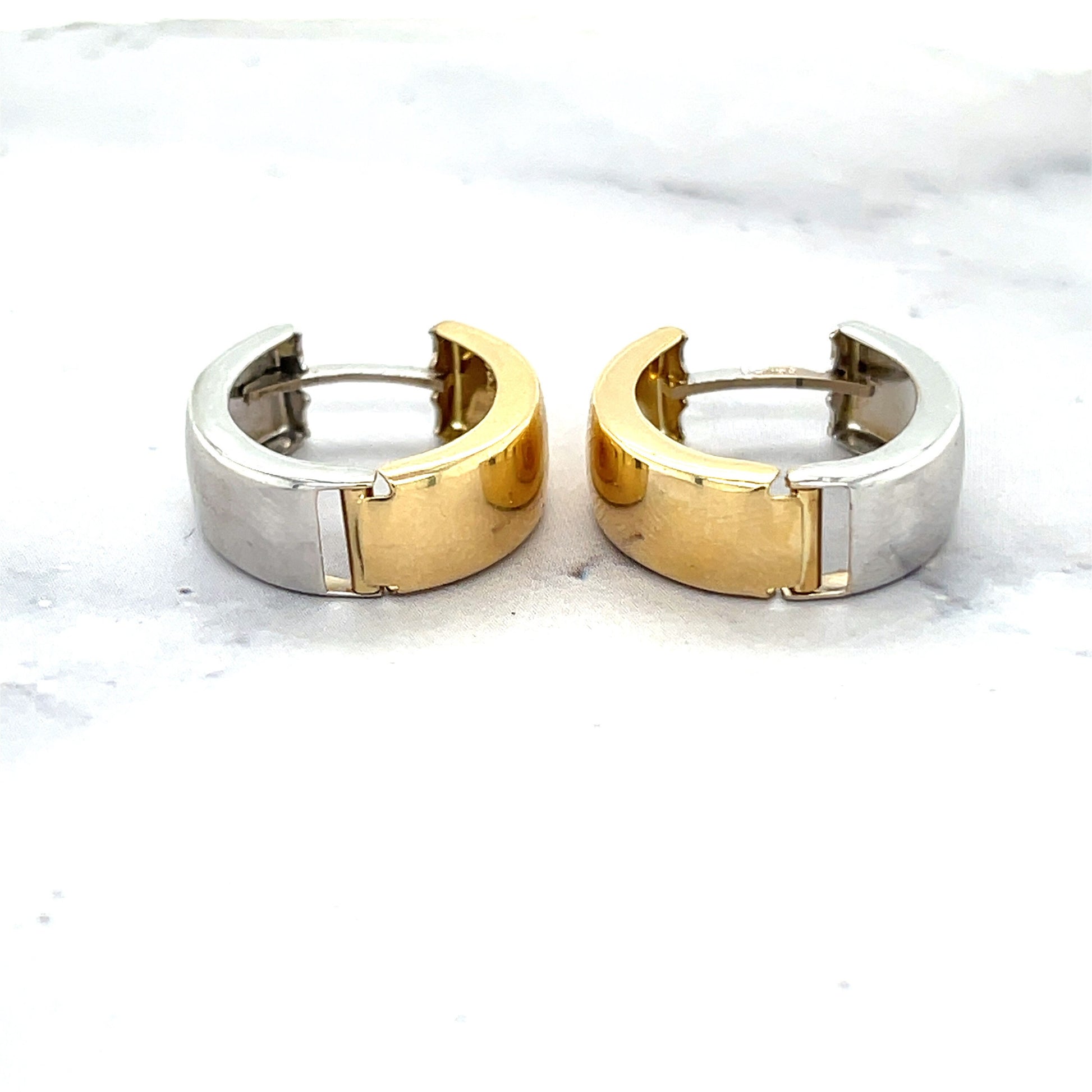 14K White Gold 16mm Chunky Huggie Earring, 5mm Thick ,Gold Snuggables, Huggie Hoops, Real Gold Hoops, Gift for her