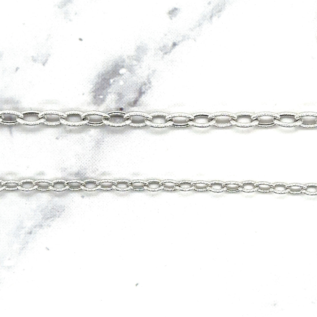 14K White Gold 2.5mm 2.9mm Textured Cable Chain, Oval Link Chain, Real Gold Necklace, Women