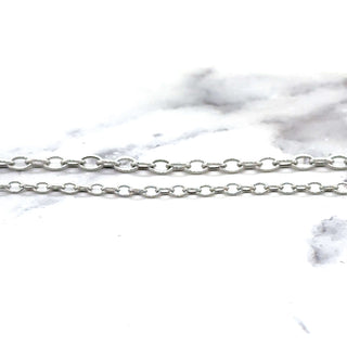 14K White Gold 2.5mm 2.9mm Textured Cable Chain, Oval Link Chain, Real Gold Necklace, Women