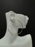 14K Yellow Gold 50mm C Hoop Earrings, 1.5mm Thick, Push Back Hoops, Thin Hoops, White Gold, Classic Hoops, Real Gold Earrings, Women