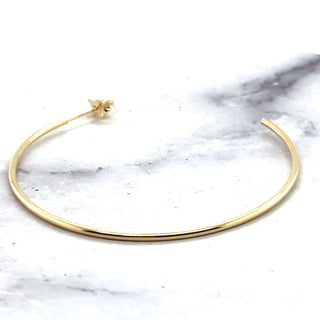 14K Yellow Gold 50mm C Hoop Earrings, 1.5mm Thick, Push Back Hoops, Thin Hoops, White Gold, Classic Hoops, Real Gold Earrings, Women